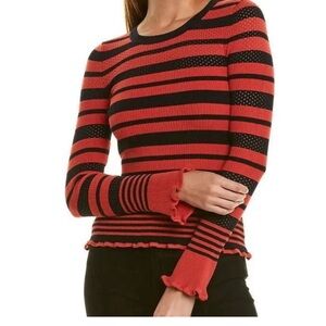 Bailey 44 Julian Sweater Red and Black Stripe Size XS
